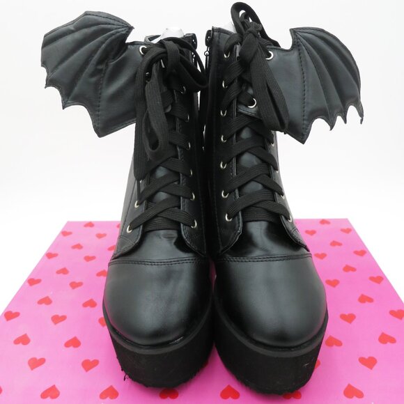 Iron Fist Bat Wing Platform Ankle Boot US 9 EU 40 NIB Halloween Goth - Picture 8 of 15